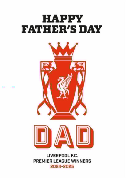 Classic Father's Day Card - Liverpool FC - Premier League Winners created by Percy & Pearl
