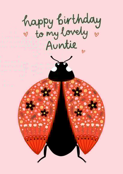 Pretty Birthday Card - For Auntie - Floral Ladybird created by Fliss Muir