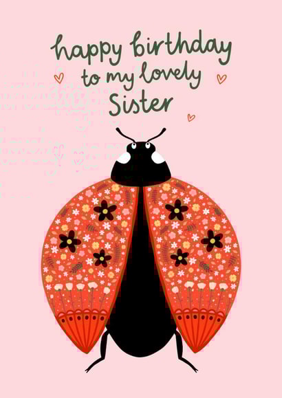 Pretty Birthday Card - For Sister - Floral Ladybird created by Fliss Muir