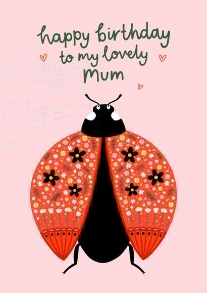 Pretty Birthday Card - For Mum - Floral Ladybird created by Fliss Muir