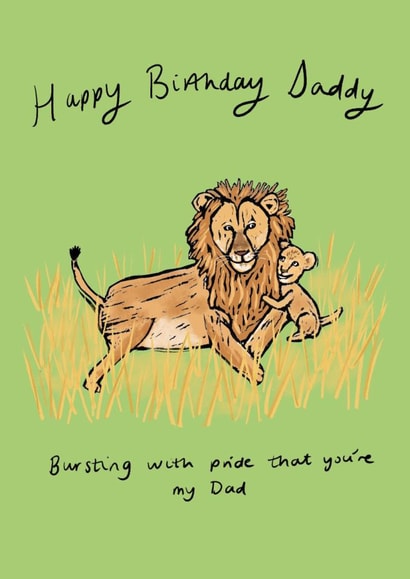 Cute Birthday Card - For Daddy - Lion & Cub created by YAMS