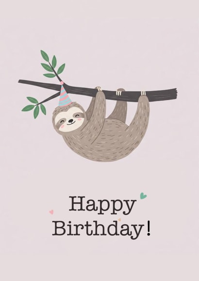 Cute Birthday Card - Sloth - Hearts created by AcuteDesign