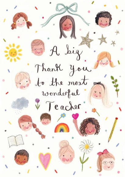 Cute Thank You Card - Wonderful Teacher created by Love Lucy Illustration