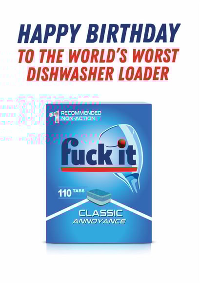 Cheeky Birthday Card - World's Worst Dishwaher Loader - For Him created by Kyleigh Orlebar