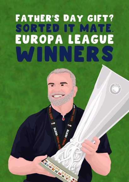 Tottenham Hotspur Father's Day Card - Europa League Winners - Ange Postecoglou created by Pink Peach Cards