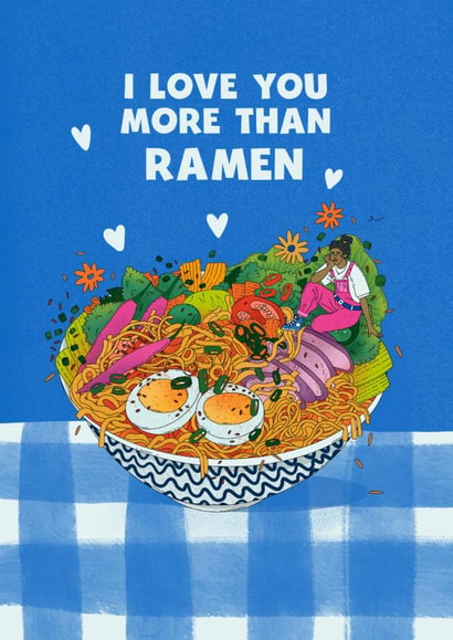 Pretty Anniversary Card – For Partner – Love You More Than Ramen created by Kasia Cards