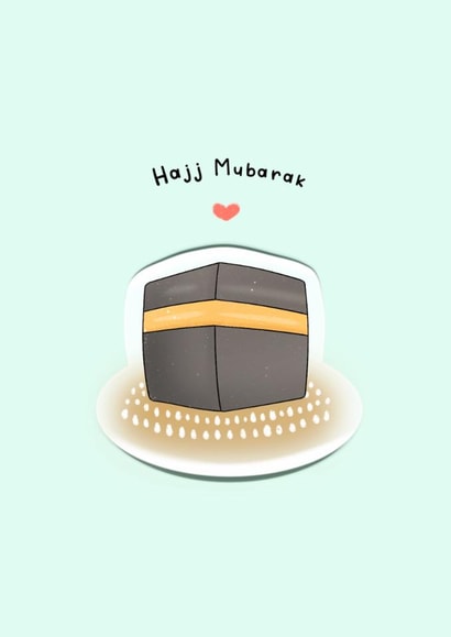 Cute Hajj Card - Kaaba - Hajj Mubarak created by The Mosque Sketcher