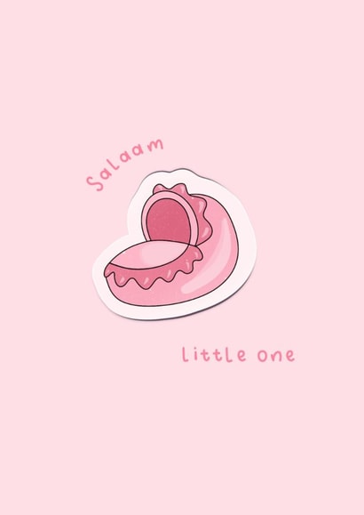 Cute New Baby Card - Bassinet - Salaam Little One - Girl created by The Mosque Sketcher
