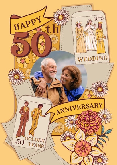 Classic Anniversary Card - 50th - Golden - Daffodils created by Angie Spurgeon