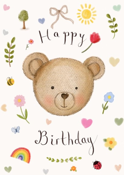 Cute Birthday Card - Teddy Bear created by Love Lucy Illustration