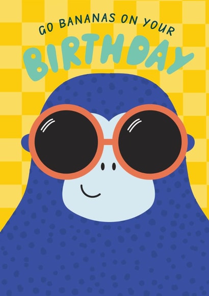 Funny Boys Birthday Card - Gorilla - Go Bananas created by Ellie Hyde