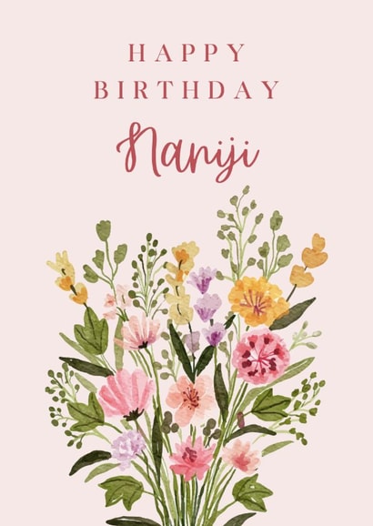 Happy Birthday Naniji Card with Watercolour Flowers created by Annie Moon 