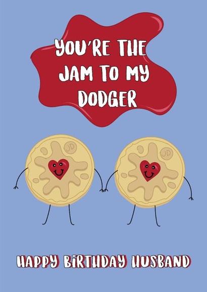 Cute Birthday Card - You're The Jam To My Dodger - For Husband created by @Laura Lonsdale Designs