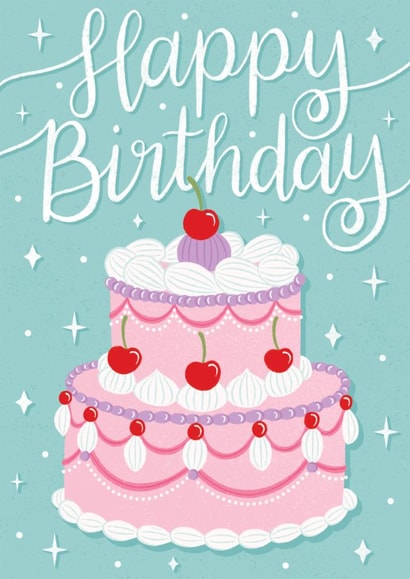 Classic Birthday Card - Cherry Cake created by Alice Griffiths Illustration