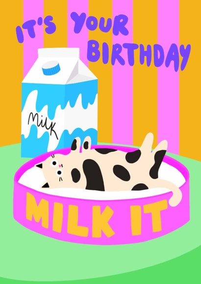 Cute Milk It Birthday Cat Card created by The Paper Tail 