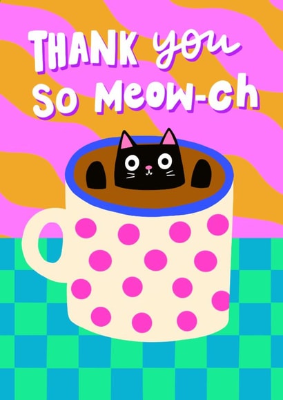 Cute Thank You Card - Cat - Coffee created by The Paper Tail