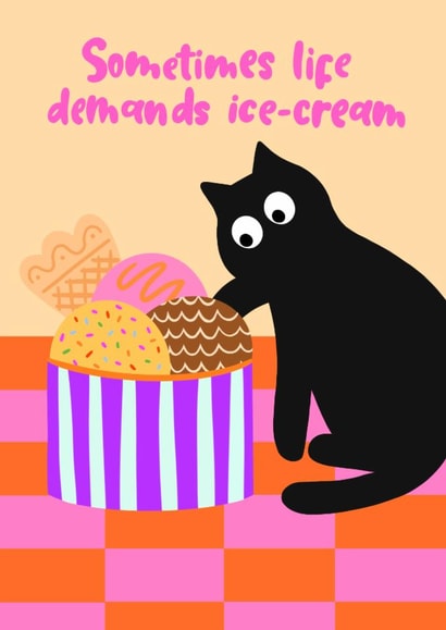 Ice-Cream Cat card created by The Paper Tail 