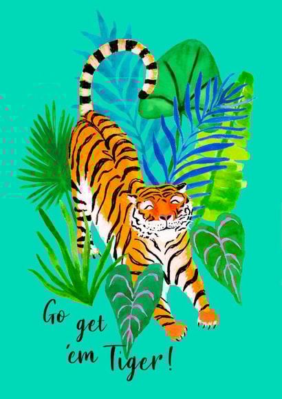 Cute Good Luck Card - Go Get 'Em Tiger! created by Paint to Paper Designs