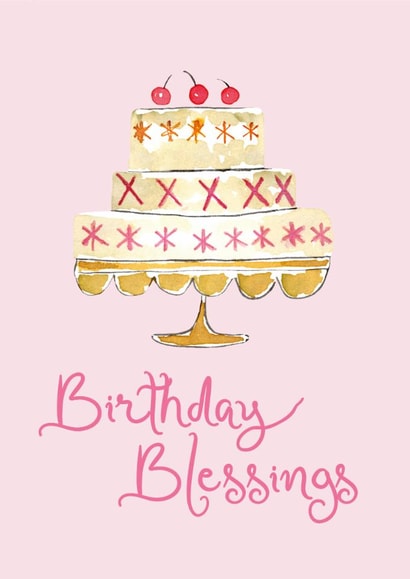 Classic Birthday Card - Cherry Cake - Blessings created by Modupe Yalley