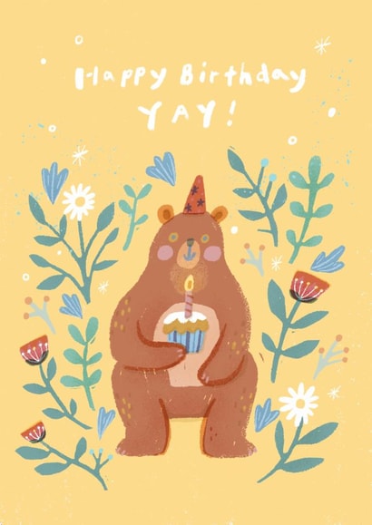Cute Birthday Card - Bear - Yay! created by Miss NoProblem