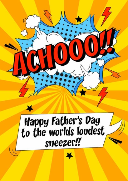 Funny Father's Day Card - Comically Loud Sneeze - For Dad created by Pink Peach Cards