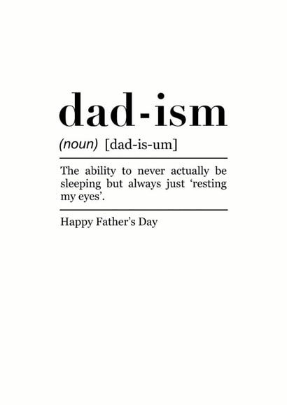 Funny Father's Day Card - Definition - Resting My Eyes created by Pink Peach Cards