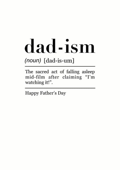 Funny Father's Day Card - Defintion - Falling Asleep created by Pink Peach Cards