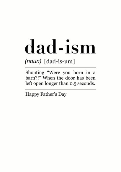 Funny Father's Day Card - Definition - Born In A Barn created by Pink Peach Cards