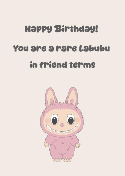 Cute Labubu birthday card for friend created by Chlobo Collections