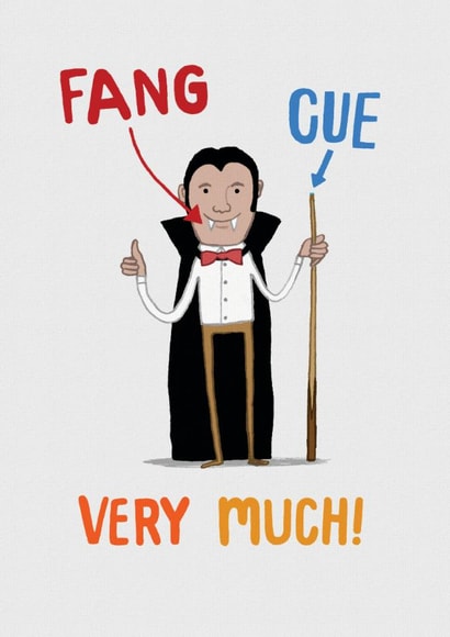 Funny Thank You Card - Vampire - Snooker created by Pencilface