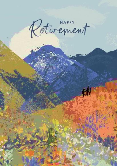 Classic Retirement Card - Mountain Landscape - Hiking created by Rebecca Prinn