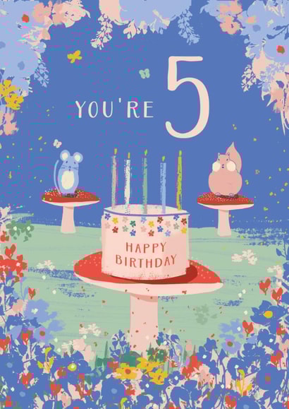 Cute Birthday Card - 5th - Cake - Mouse created by Rebecca Prinn