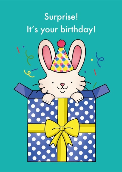 Cute Birthday Card - Bunny Surprise created by Emelia Brooks