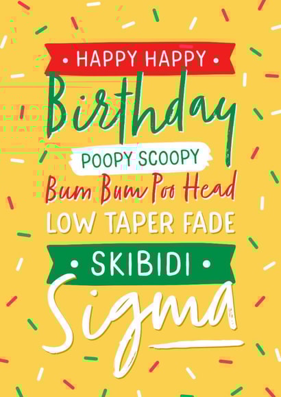 Funny Birthday Card - Skibidi Sigma - Slang created by Evie Garnett Designs