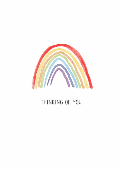 Classic Thinking Of You Card - Rainbow - Watercolour created by AJL Designs