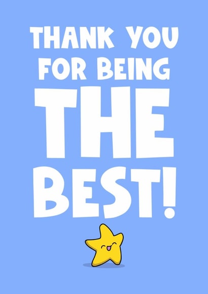 Cute Thank You Card - Thank You For Being The Best - Star created by Naomi Park