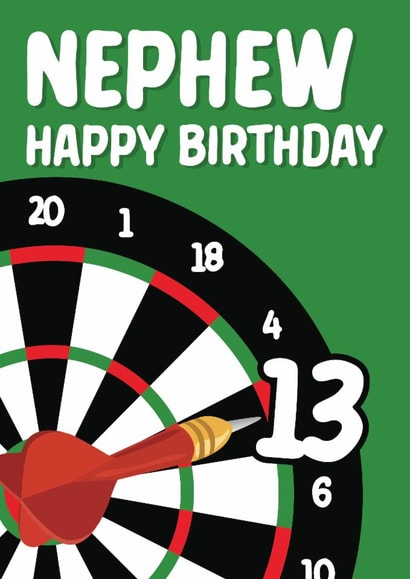 Fun 13th Birthday Card - For Nephew - Darts created by Quinton cards