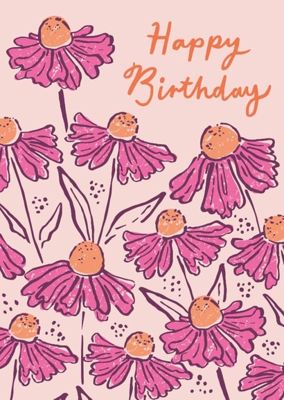 Classic Birthday Card - Pretty Pink Flowers created by Embletree Designs