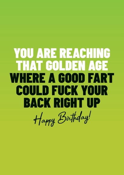 A funny birthday card for the flatulently challenged people in your life created by Peter De Wreede