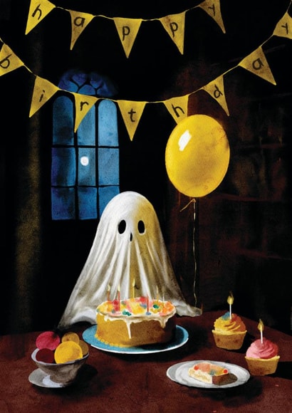 Fun Birthday Card - Ghost - Watercolour created by Natalie Warren
