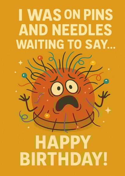 Funny Sewing Birthday – Pins and Needles – Quirky Card for Crafters created by T Larkin