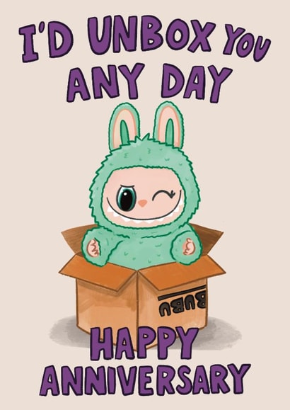 Funny Anniversary Card - Labubu Unboxing created by Ivorymint cards