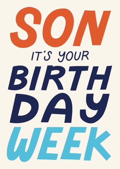 Classic Birthday Card - For Son - Birthday Week created by Christine Cuddihy Illustration