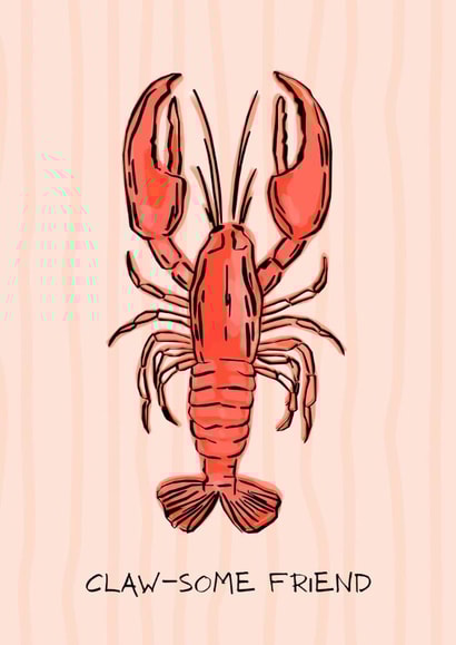 Classic Love And Friendship Card - Lobster - Claw-some Friend created by original fox designs