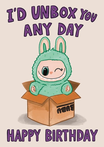 Funny Birthday Card - Labubu Unboxing created by Ivorymint cards