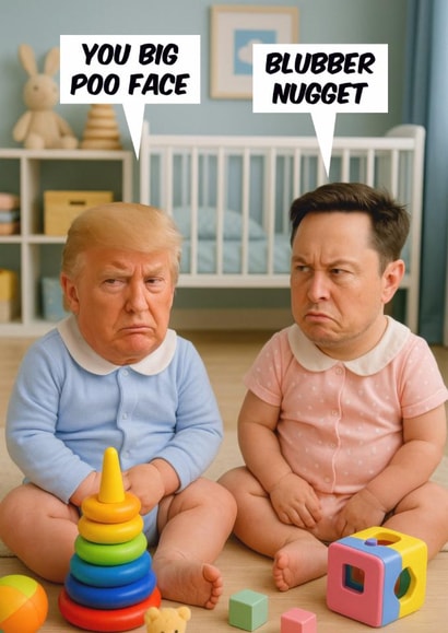 Funny Birthday/Love And Friendship Card - Donald Trump - Elon Musk created by Dean Morris Cards