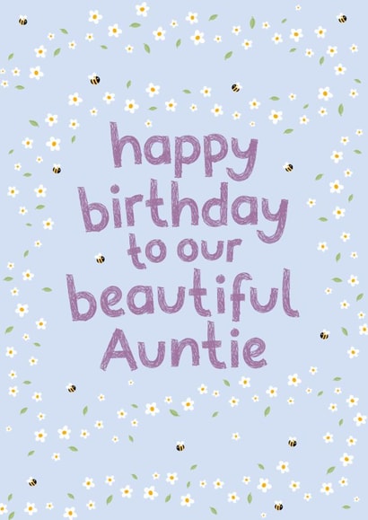 Pretty Birthday Card - Beautiful Auntie - Daisies created by Fliss Muir