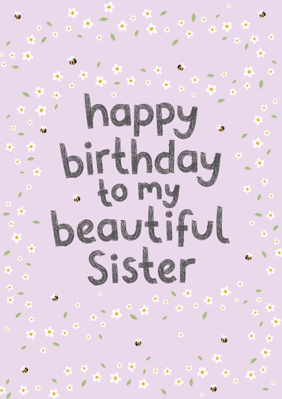 Pretty Birthday Card - Beautiful Sister created by Fliss Muir