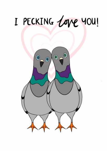 Cute Love And Friendship Card - Pigeons - Pecking Love You created by Ella Sanderson