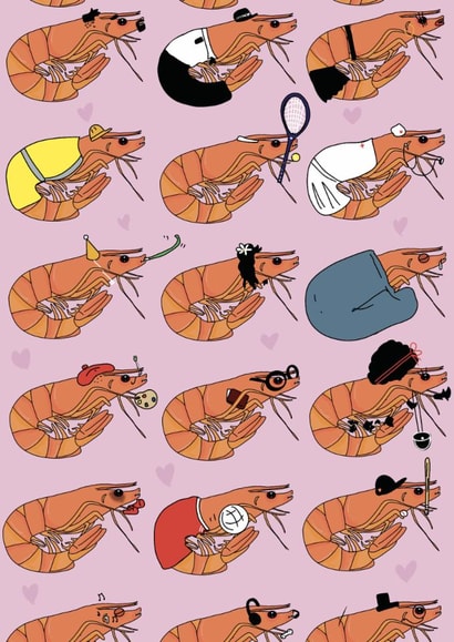 Funny Birthday Card - Shrimps - Hobbies created by Blessherlittleartoons by Amy